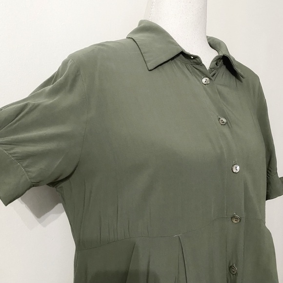 PIETRO BRUNELLI MATERNITY OLIVE GREEN BUTTON UP MINI DRESS - XS - Picture 5 of 8